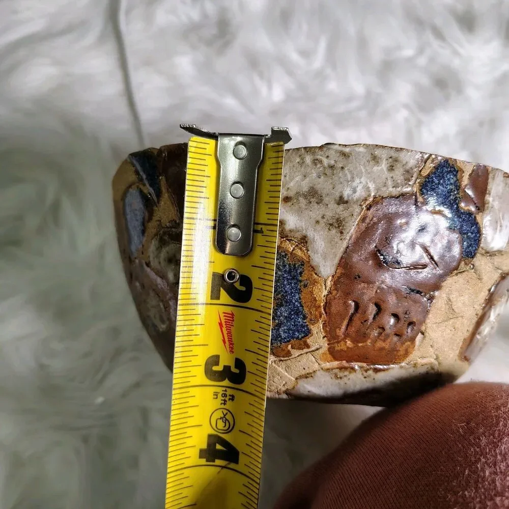 Handmade Studio Pottery Bowl  W Unique Floral Designs